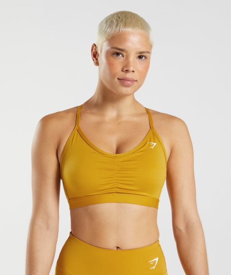 Gymshark Ruched Női Sportmelltartó Sárga | HU-N-417