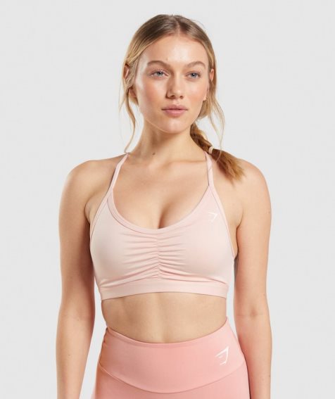 Gymshark Ruched Női Sportmelltartó Világos Rózsaszín | HU-Y-582
