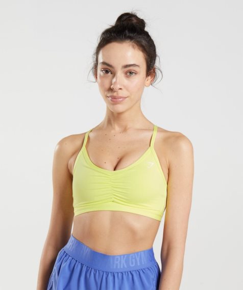 Gymshark Ruched Torna Női Sportmelltartó Sárga | HU-D-802
