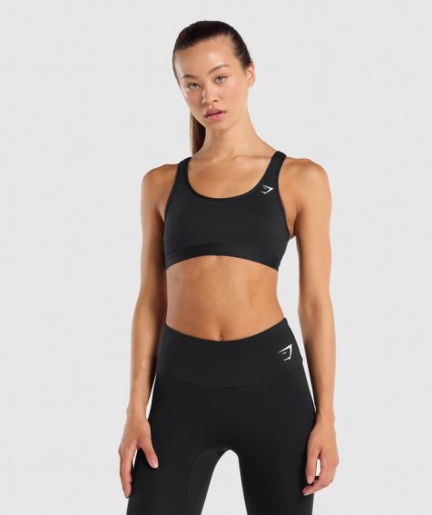 Gymshark Scoop Neck Női Sportmelltartó Fekete | HU-H-065