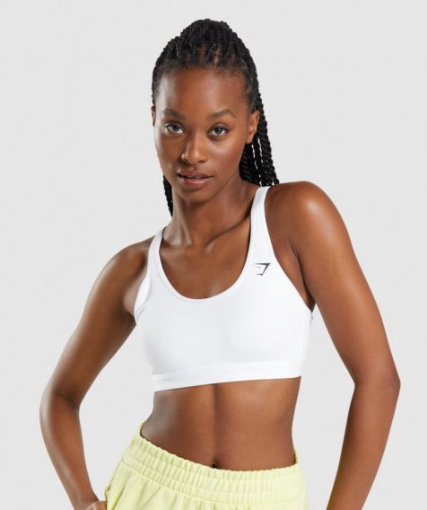 Gymshark Scoop Neck Női Sportmelltartó Fehér | HU-V-193