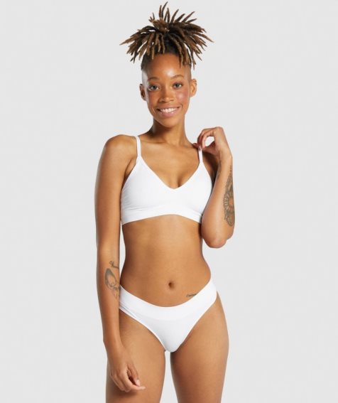 Gymshark Seamless Low Neck Bralette Női Fehérnemű Fehér | HU-Y-584