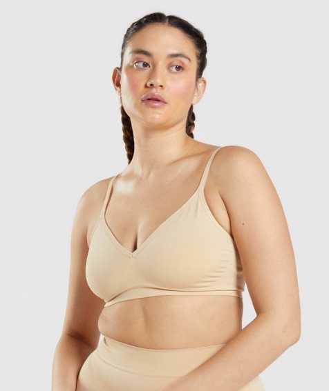 Gymshark Seamless Low Neck Bralette Női Fehérnemű Világos Barna | HU-Z-716