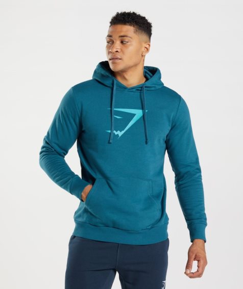 Gymshark Sharkhead Infill Férfi Kapucnis Pulóver Kék | HU-E-014