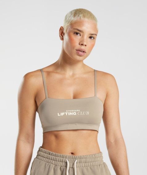 Gymshark Social Club Bandeau Női Sportmelltartó Khaki | HU-I-063