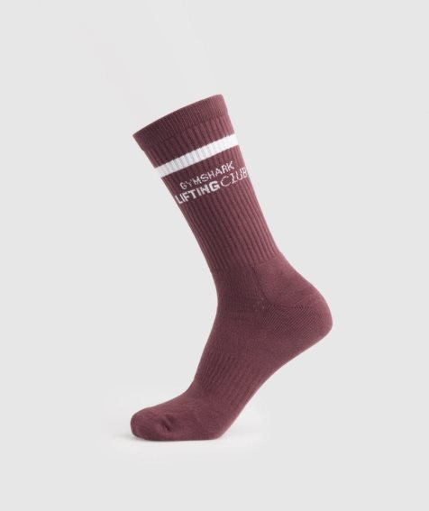 Gymshark Social Club Double Stripe 1pk Zokni Bordó | HU-B-054