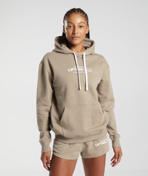 Gymshark Social Club Oversized Női Kapucnis Pulóver Khaki | HU-V-936