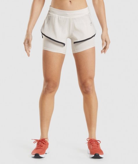 Gymshark Speed 2 In 1 Női Rövidnadrág Fehér | HU-U-309