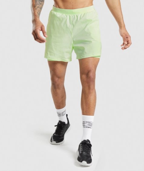 Gymshark Speed Evolve 5" 2 In 1 Férfi Rövidnadrág Világos Zöld | HU-Y-249