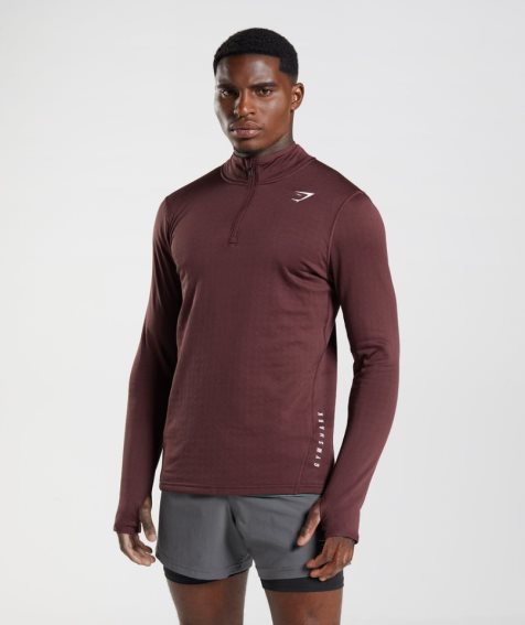 Gymshark Sport 1/4 Zip Férfi Pulóverek Bordó | HU-N-970