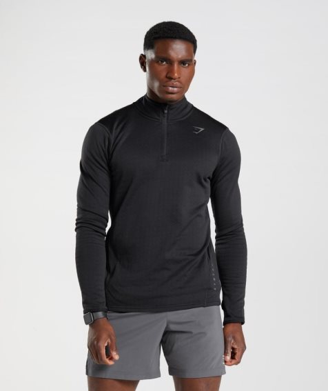 Gymshark Sport 1/4 Zip Férfi Pulóverek Fekete | HU-A-897