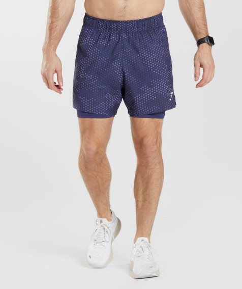 Gymshark Sport 5" 2 In 1 Férfi Rövidnadrág Lila | HU-G-145
