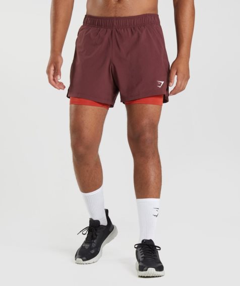 Gymshark Sport 5" 2 In 1 Férfi Rövidnadrág Bordó | HU-K-274