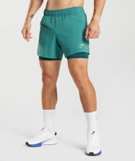 Gymshark Sport 5" 2 In 1 Férfi Rövidnadrág Türkiz | HU-V-894