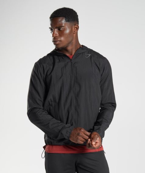 Gymshark Sport Férfi Széldzseki Fekete | HU-J-569