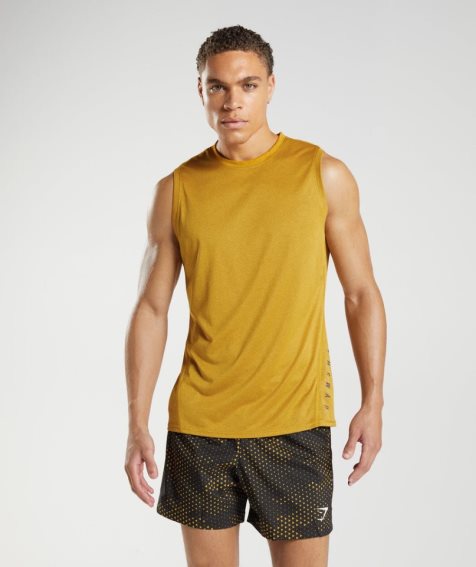 Gymshark Sport Férfi Ujjatlan Póló Sárga | HU-T-293
