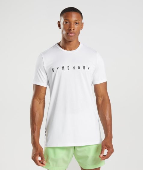 Gymshark Sport Stripe Férfi Póló Fehér | HU-F-103