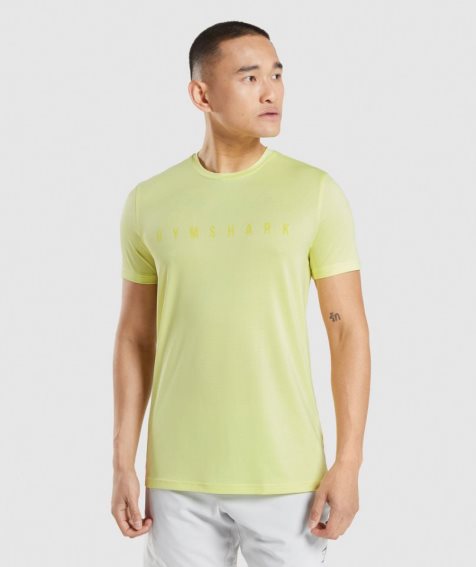 Gymshark Sport Stripe Férfi Póló Sárga | HU-I-072