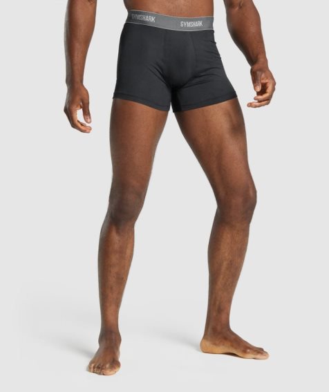 Gymshark Sports Tech Boxers 2pk Férfi Fehérnemű Fekete | HU-D-157