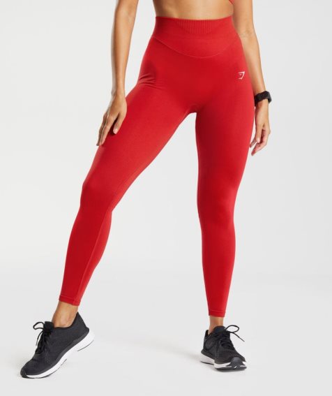 Gymshark Sweat Seamless Sculpt Női Leggings Piros | HU-K-052