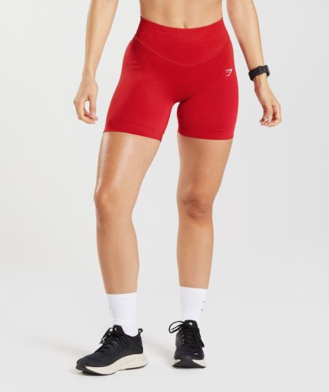 Gymshark Sweat Seamless Sculpt Női Rövidnadrág Piros | HU-Y-957