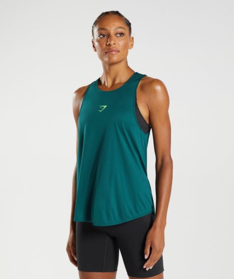 Gymshark Torna Brandmark Női Ujjatlan Póló Türkiz | HU-D-239