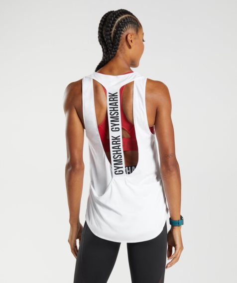 Gymshark Torna Brandmark Női Ujjatlan Póló Fehér | HU-I-259