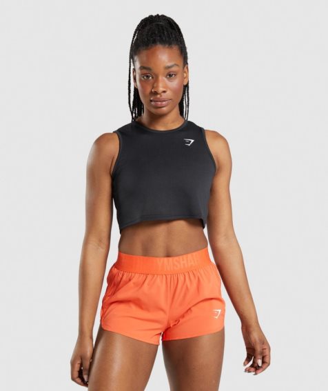 Gymshark Torna Crop Női Ujjatlan Póló Fekete | HU-P-065