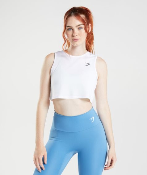 Gymshark Torna Crop Női Ujjatlan Póló Fehér | HU-V-934