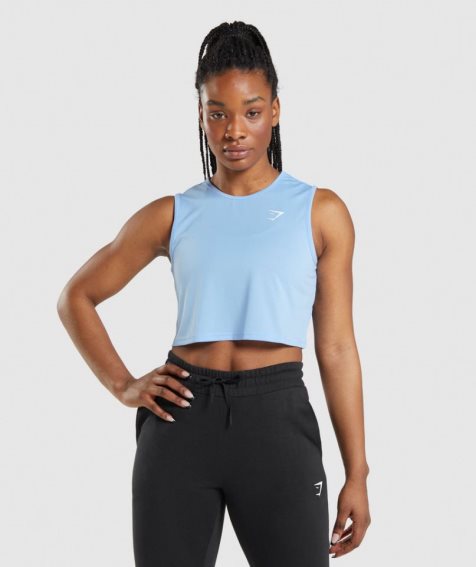 Gymshark Torna Crop Női Ujjatlan Póló Kék | HU-Q-703
