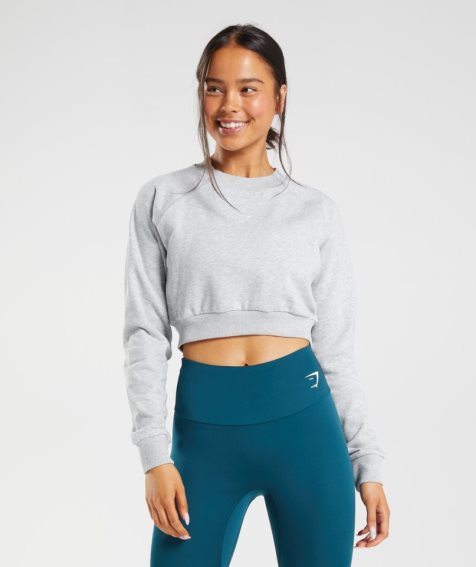 Gymshark Torna Cropped Női Pulóverek Világos Szürke | HU-Y-091