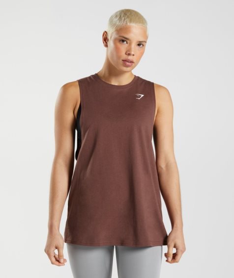 Gymshark Torna Drop Arm Női Ujjatlan Póló Sötétbarna | HU-A-682