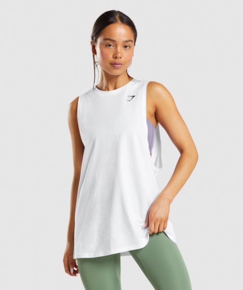 Gymshark Torna Drop Arm Női Ujjatlan Póló Fehér | HU-G-039
