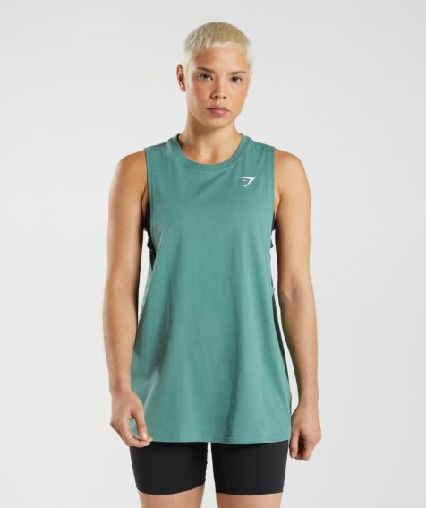 Gymshark Torna Drop Arm Női Ujjatlan Póló Zöld | HU-R-324