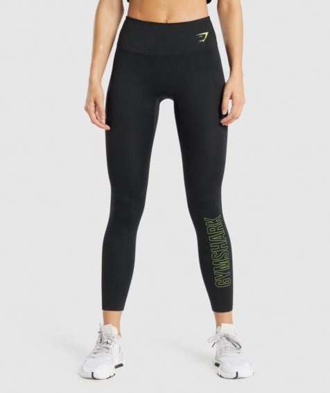 Gymshark Torna Grafika Női Leggings Fekete | HU-S-946