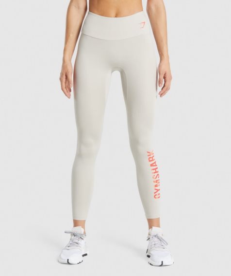 Gymshark Torna Grafika Női Leggings Krém | HU-G-270