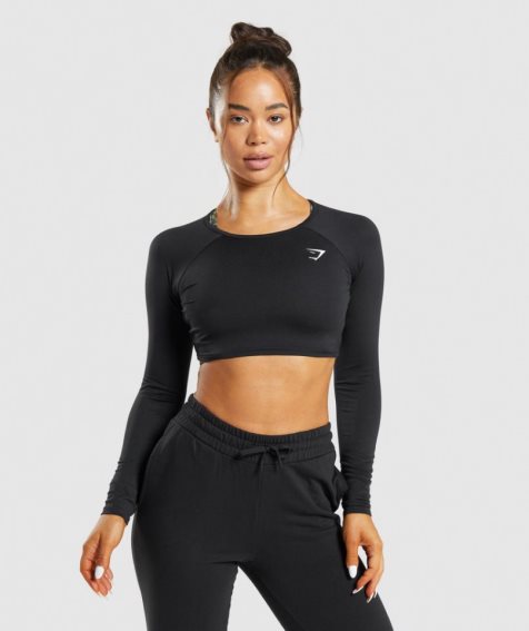 Gymshark Torna Long Sleeve Női Vágott Felsők Fekete | HU-D-953