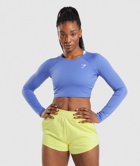 Gymshark Torna Long Sleeve Női Vágott Felsők Kék | HU-J-712