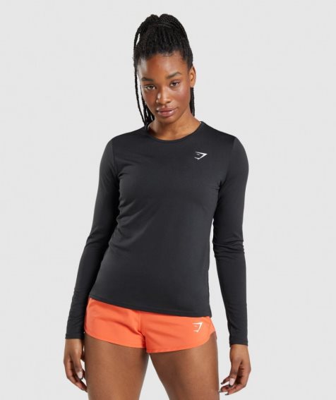 Gymshark Torna Long Sleeve Top Női Póló Fekete | HU-B-678