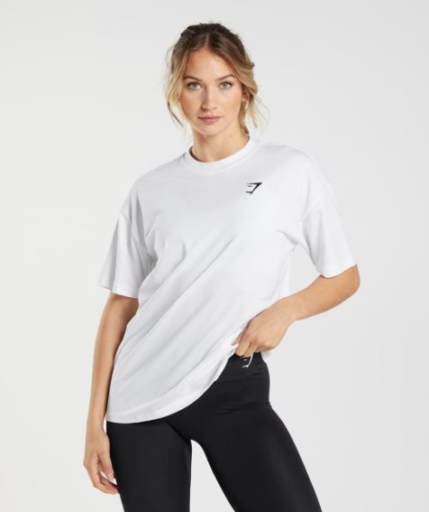 Gymshark Torna Oversized Női Póló Fehér | HU-B-261