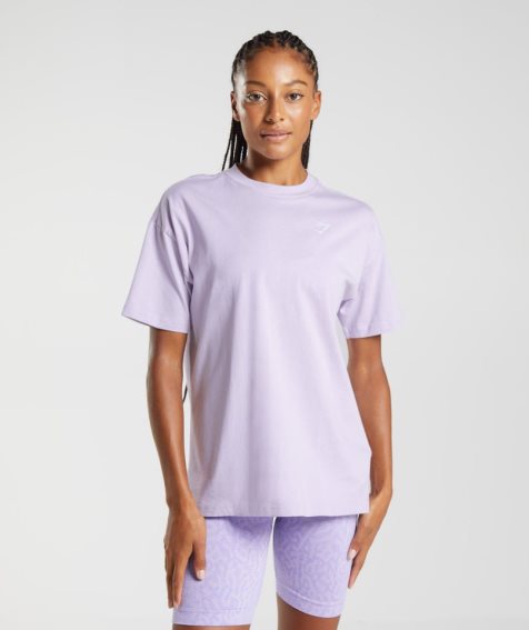 Gymshark Torna Oversized Női Póló Világos Lila | HU-L-819