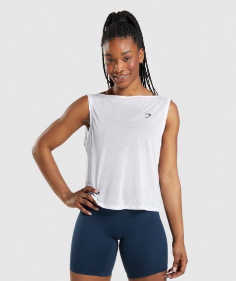 Gymshark Torna Oversized Női Ujjatlan Póló Fehér | HU-J-521