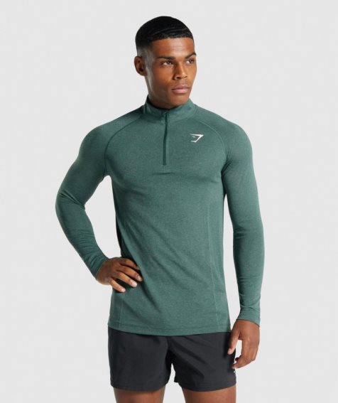 Gymshark Vital Light 1/4 Zip Férfi Pulóverek Sötétzöld | HU-D-647