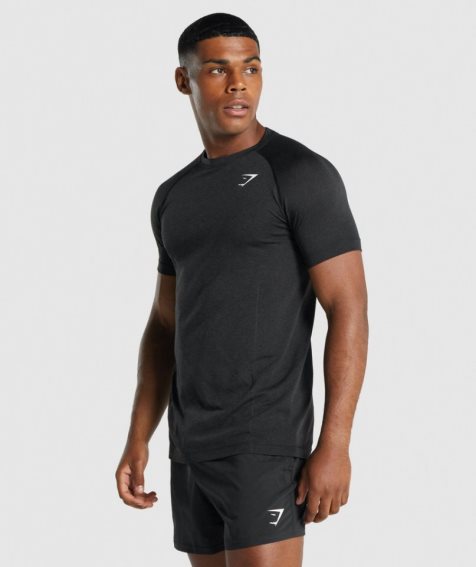 Gymshark Vital Light Seamless Férfi Póló Fekete | HU-N-098