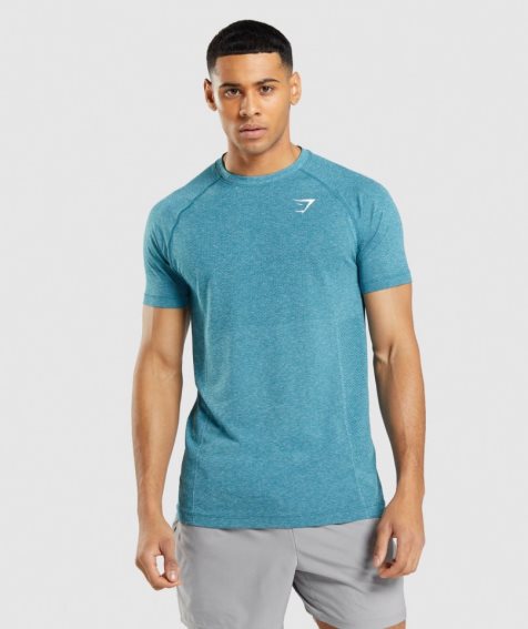 Gymshark Vital Light Seamless Férfi Póló Türkiz | HU-W-703
