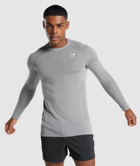 Gymshark Vital Light Seamless Long Sleeve Férfi Póló Szürke | HU-M-590