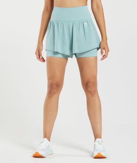 Gymshark Vital Seamless 2.0 2-in-1 Női Rövidnadrág Világos Kék | HU-B-652