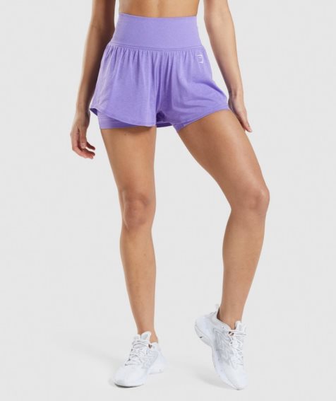 Gymshark Vital Seamless 2.0 2-in-1 Női Rövidnadrág Világos Lila | HU-H-356
