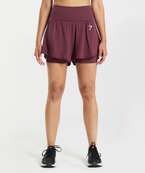 Gymshark Vital Seamless 2.0 2-in-1 Női Rövidnadrág Bordó | HU-N-452