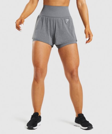 Gymshark Vital Seamless 2.0 2-in-1 Női Rövidnadrág Szürke | HU-Q-539